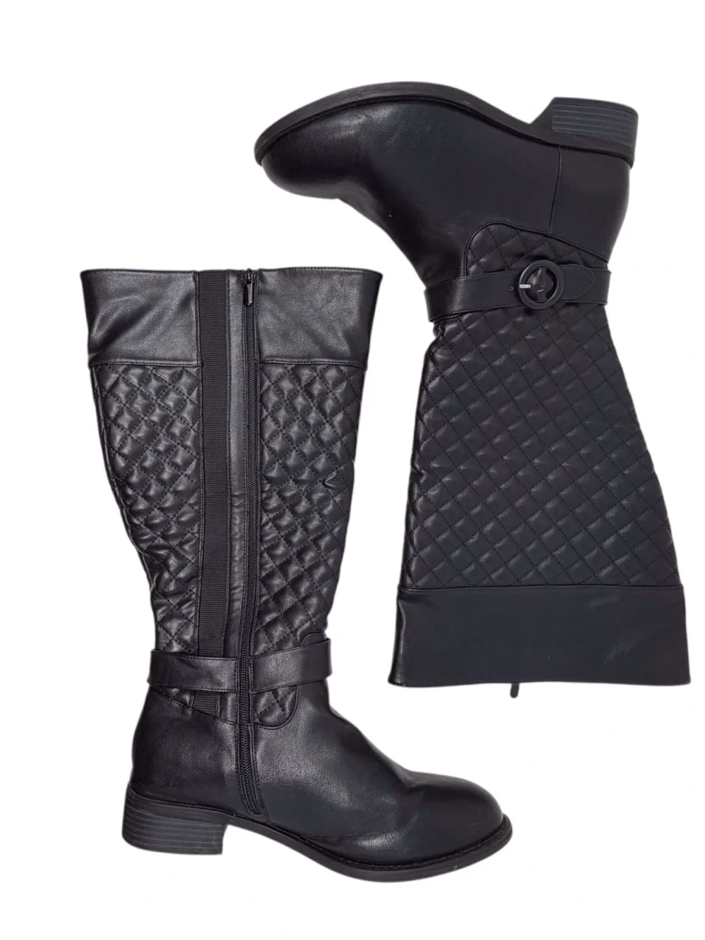 Torrid Black Quilted Tall Riding Boots - Classic Women's Knee-High Boot size 11W